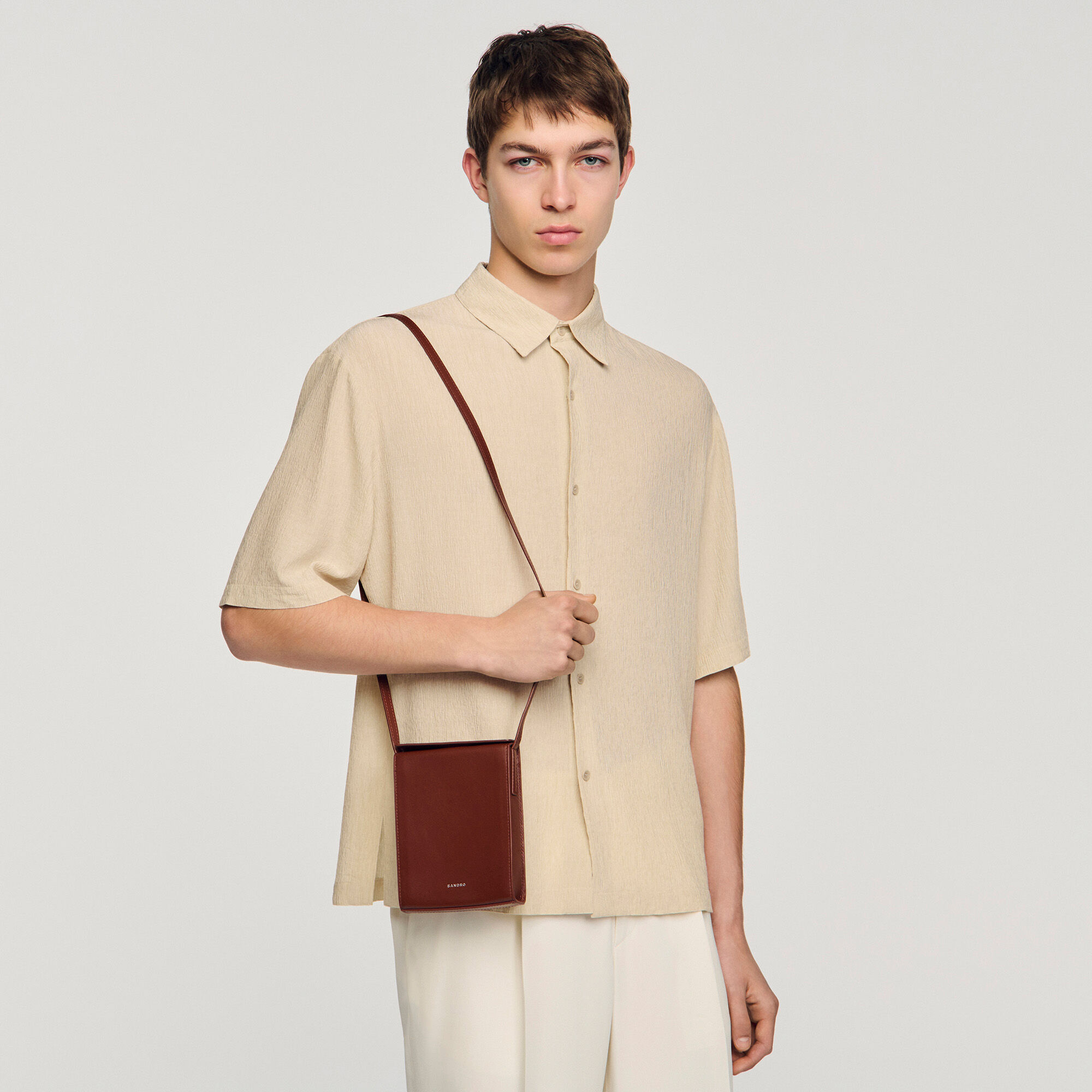 Leather logo phone holder