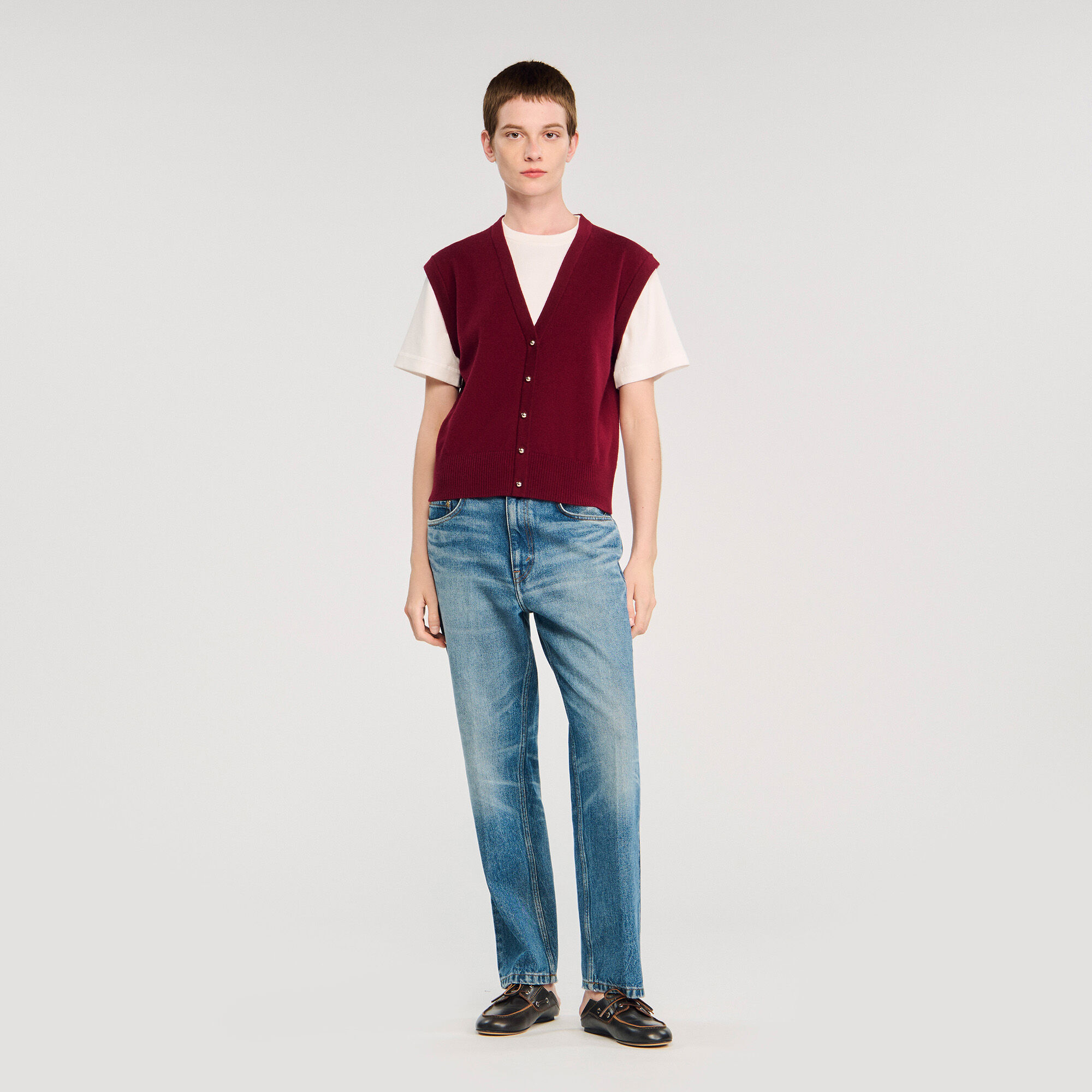 Pull bicolore en laine et cachemire 