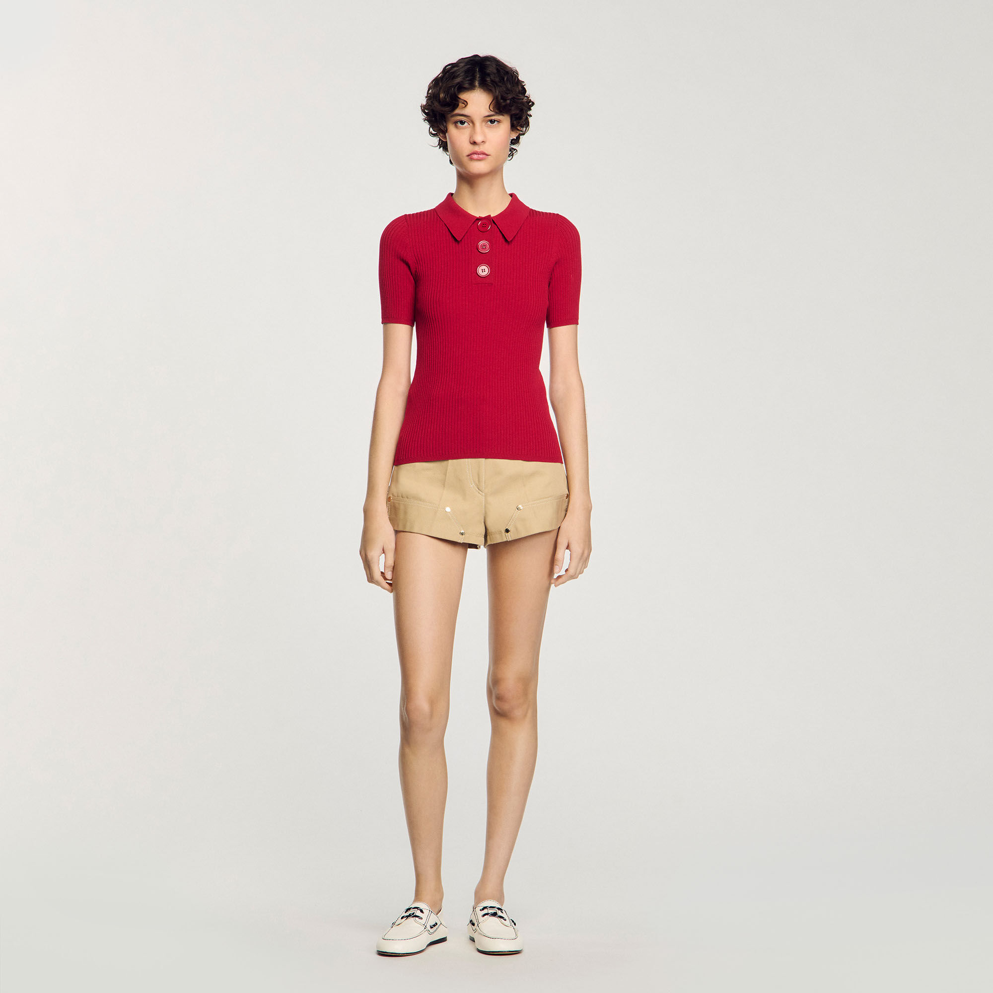 Polo en maille côtelée