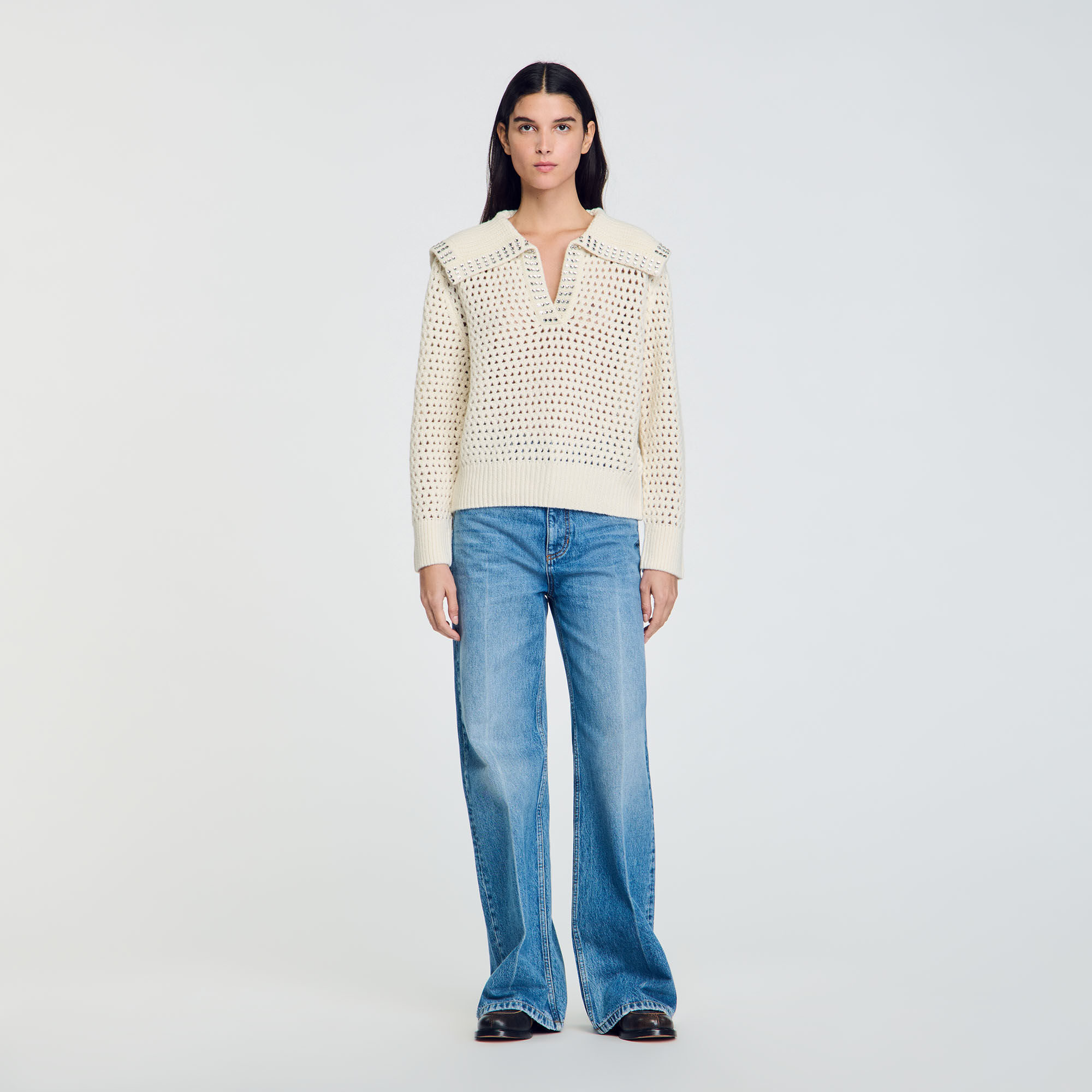 Wollpullover mit Matrosenkragen
