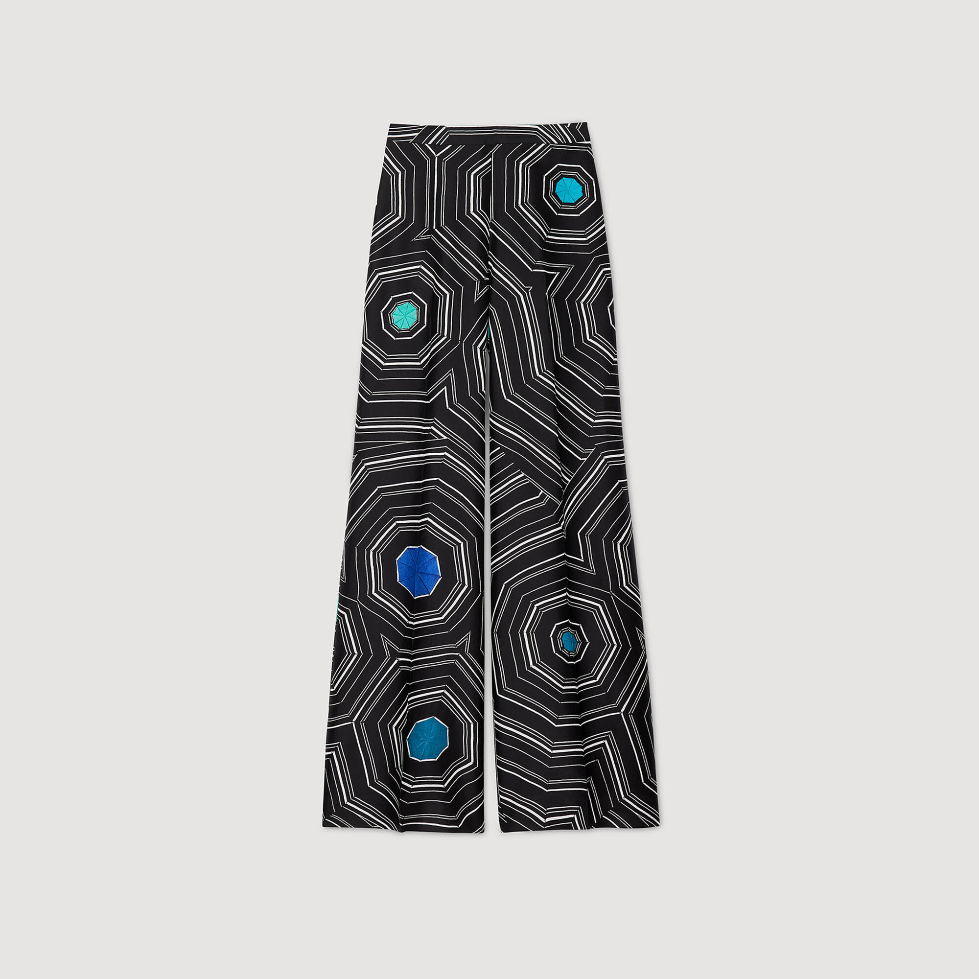 Pantalon en soie à imprimé spirales