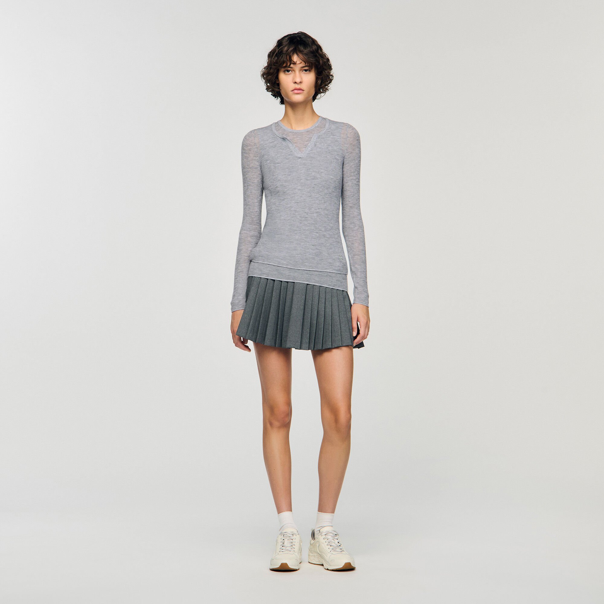 Wollpullover mit Trompe-l'œil-Effekt