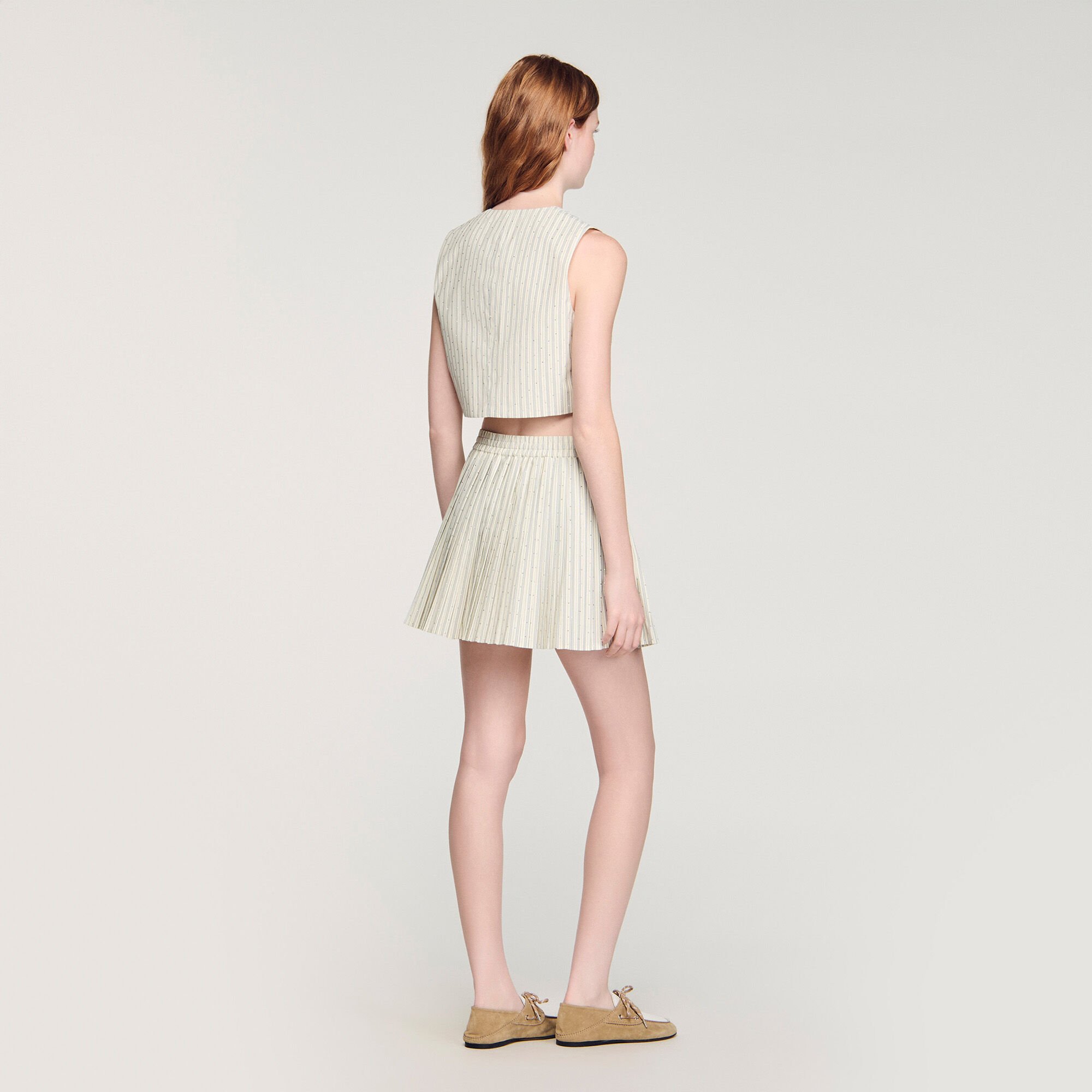 Top court strassé à rayures