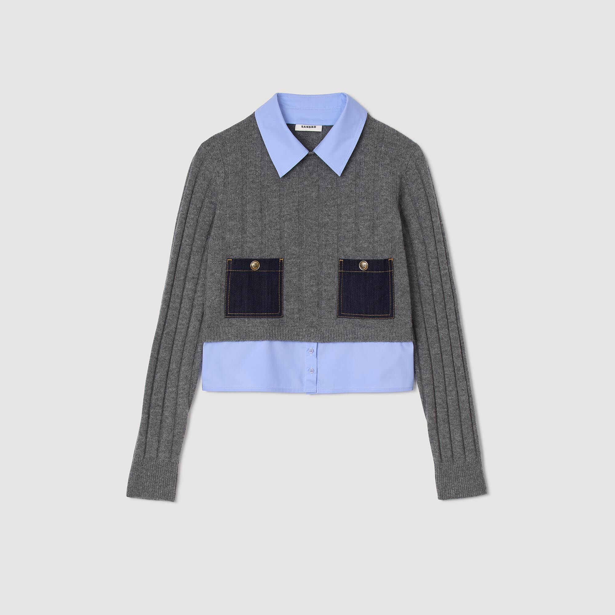 Cropped wool and cashmere jumper