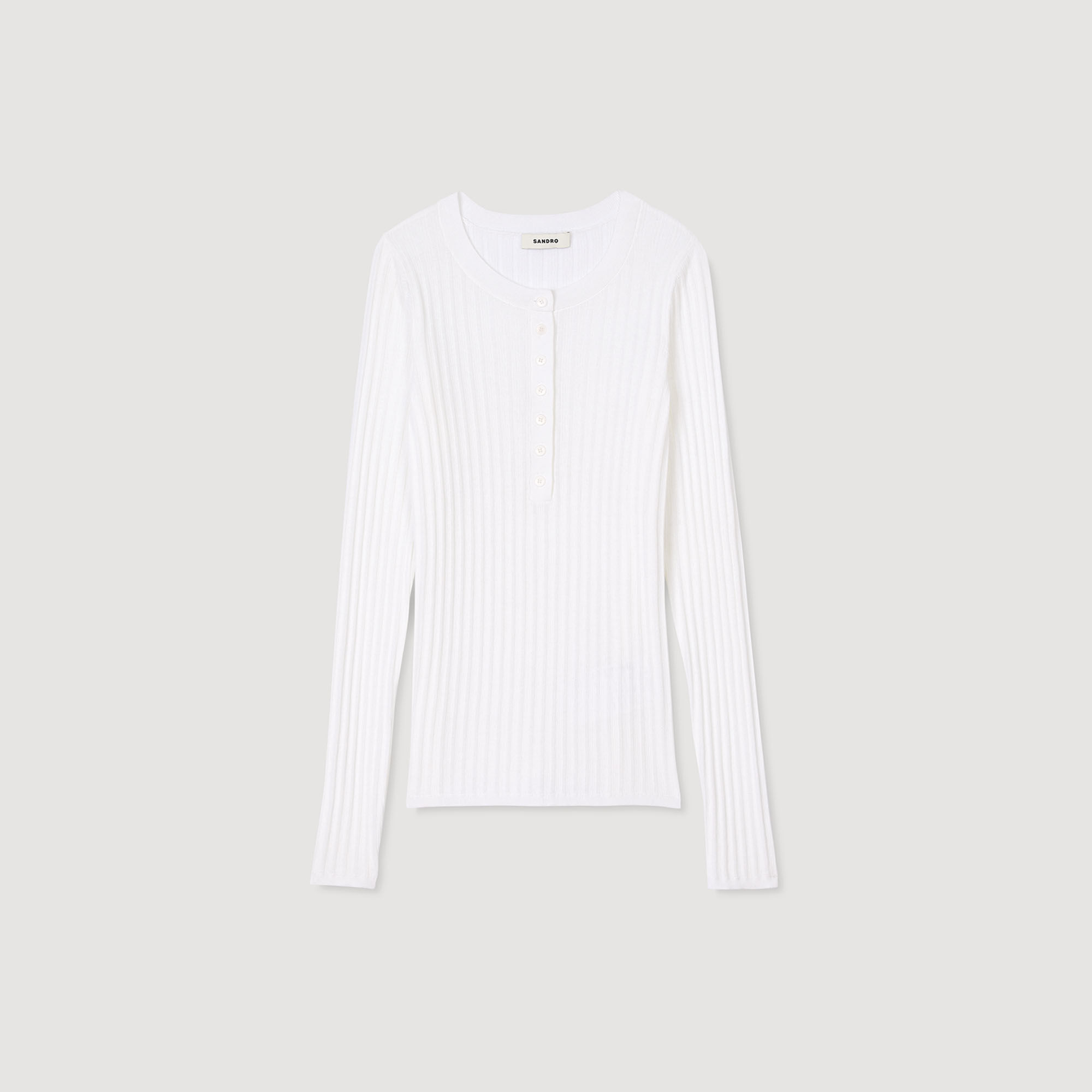Ribbed jumper with Tunisian collar