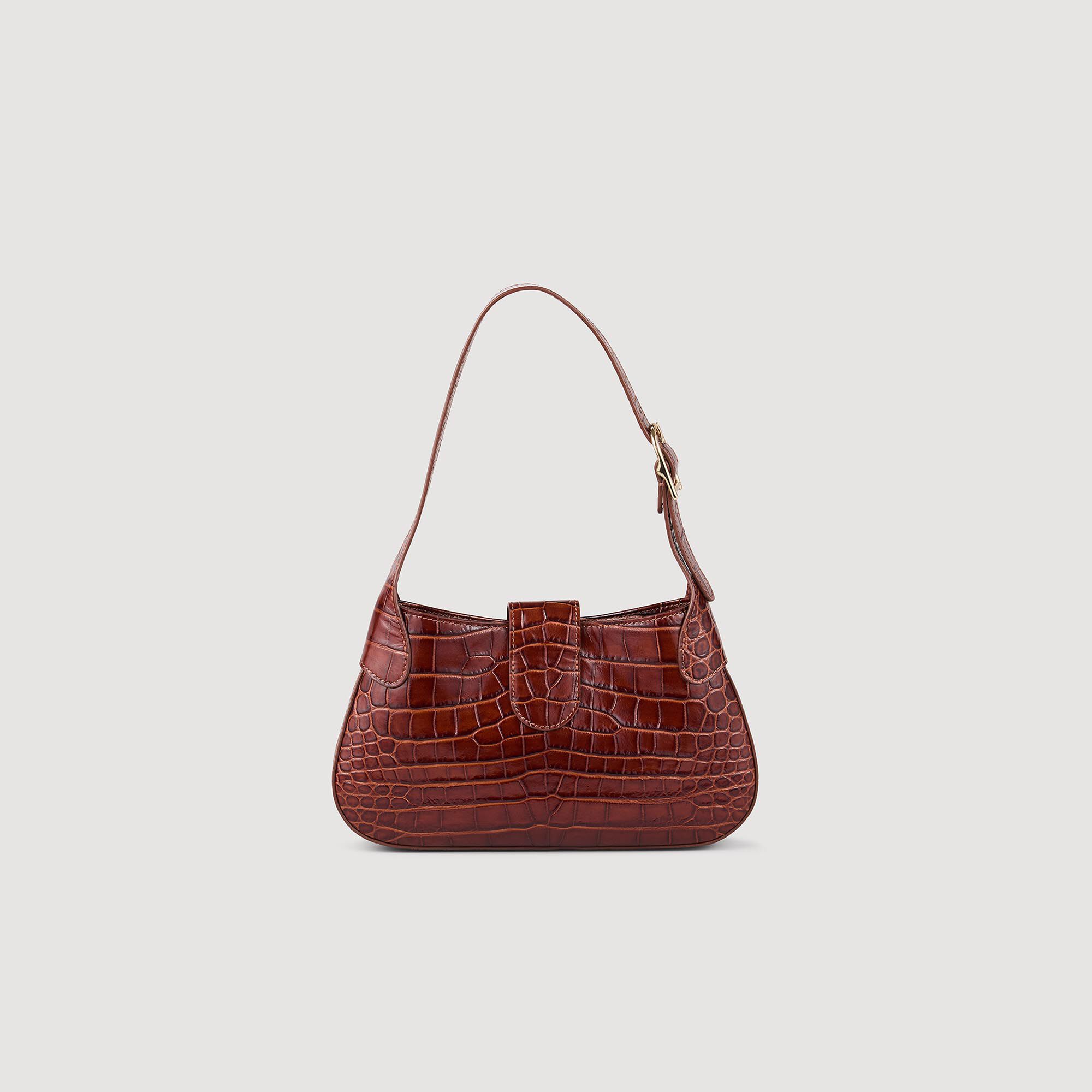 Geprägte Ledertasche Janet im Kroko-Look