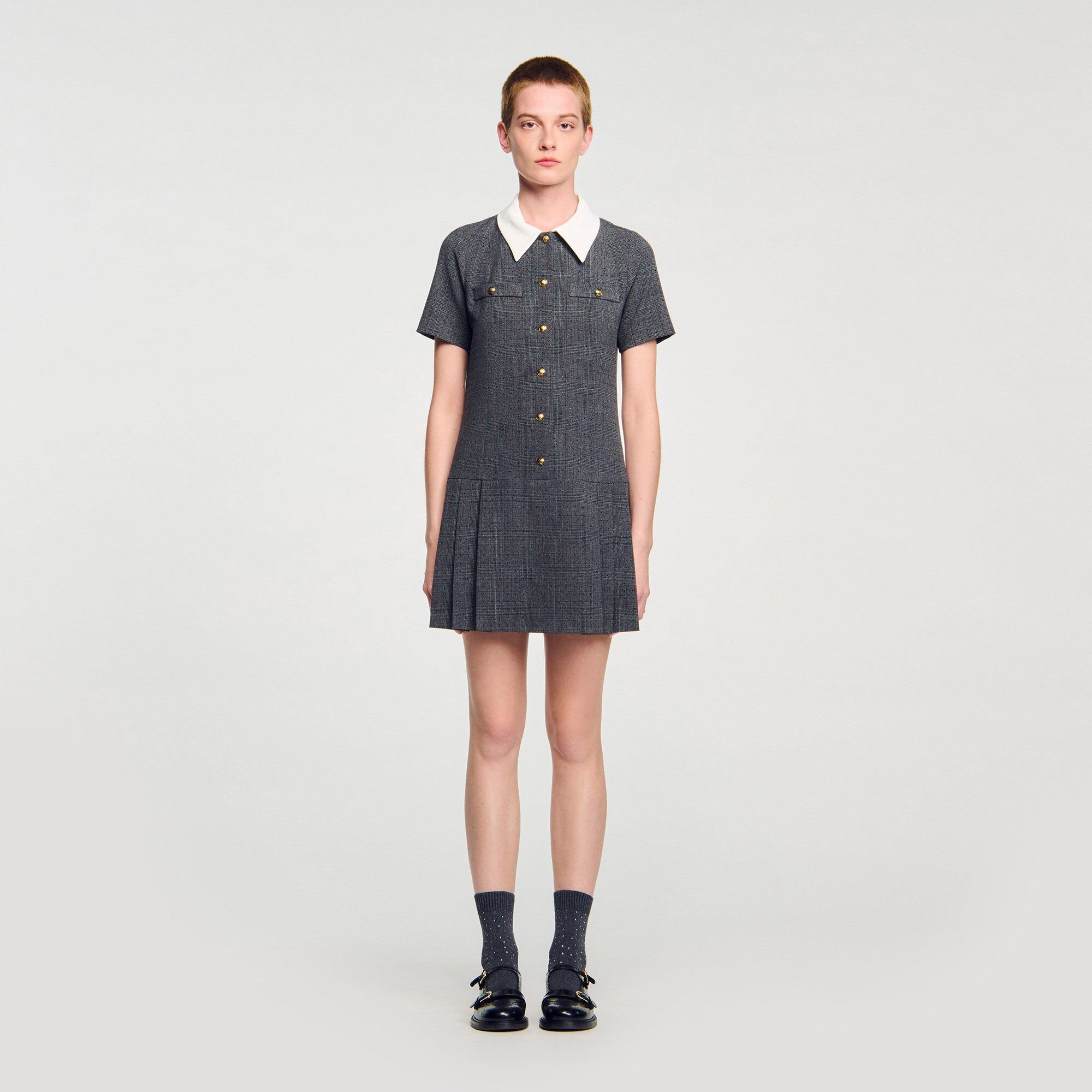 Short pleated dress with rhinestones