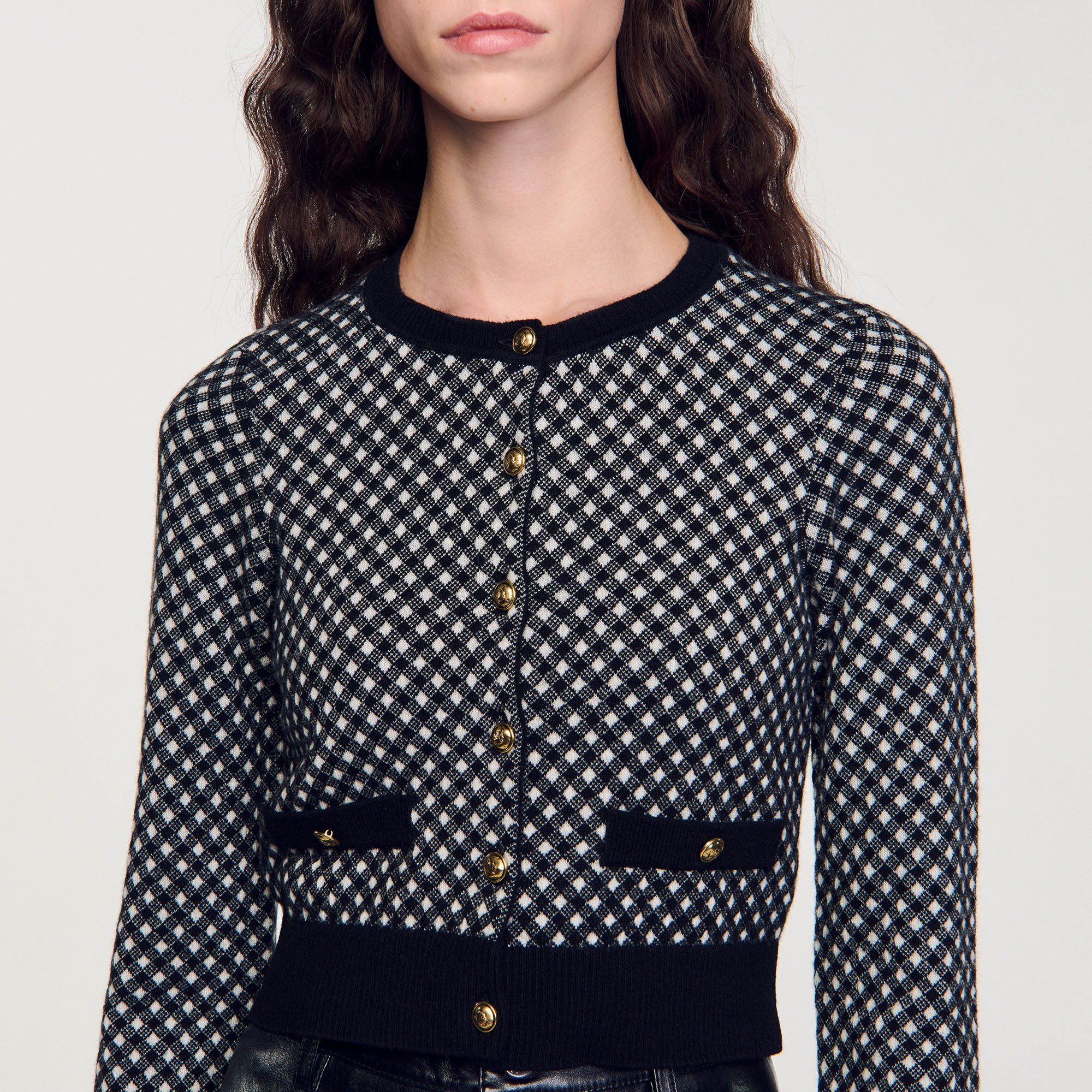Jacquard check cardigan