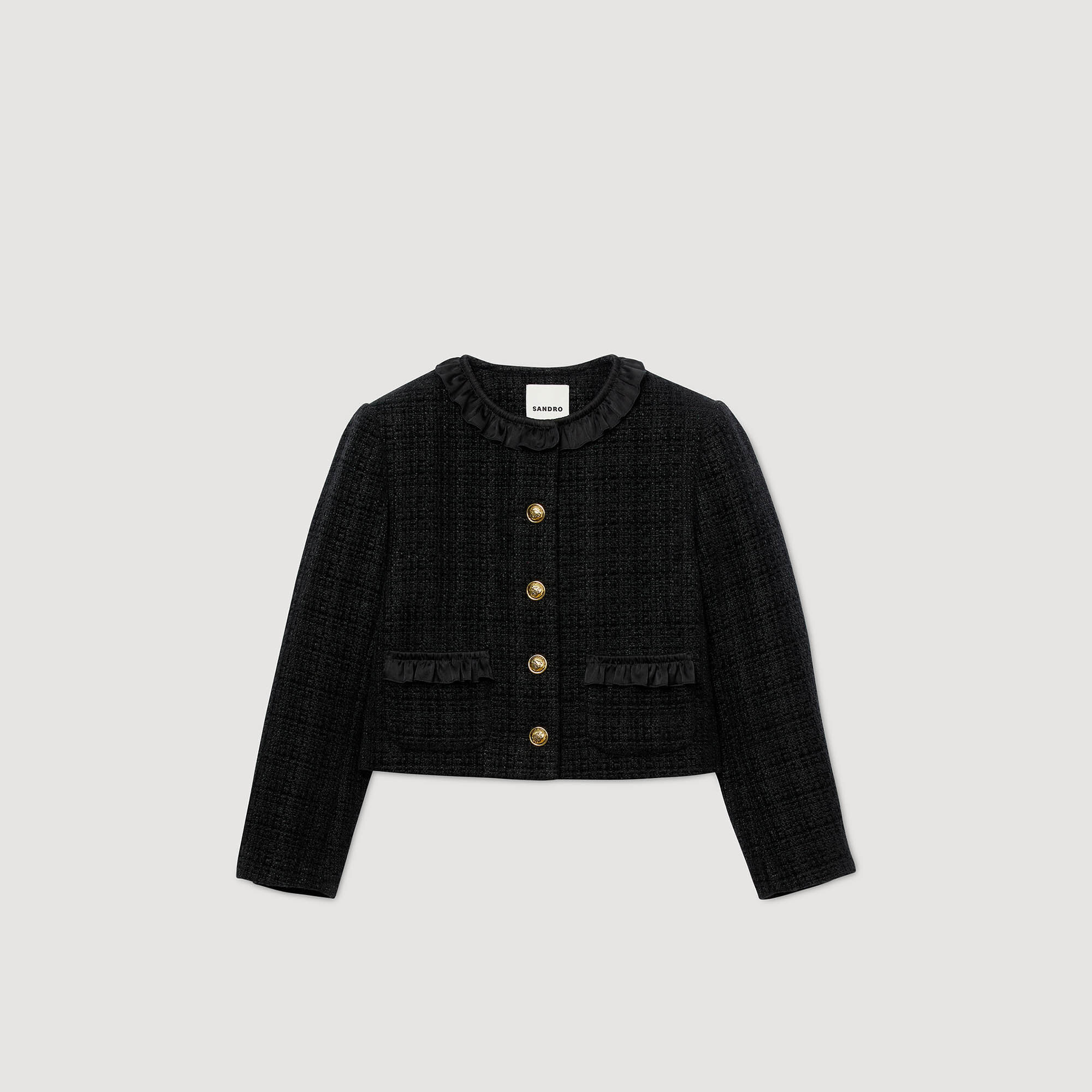 Tweed-Jacke mit Volants