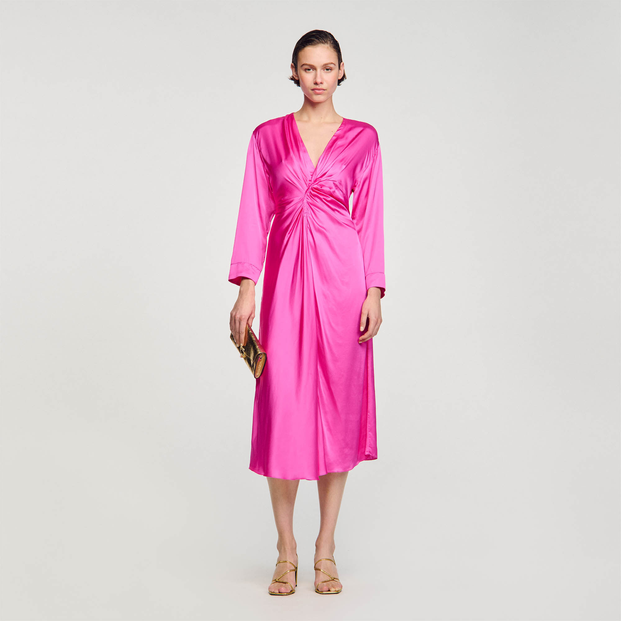 Draped maxi dress pink For Women Sandro Paris