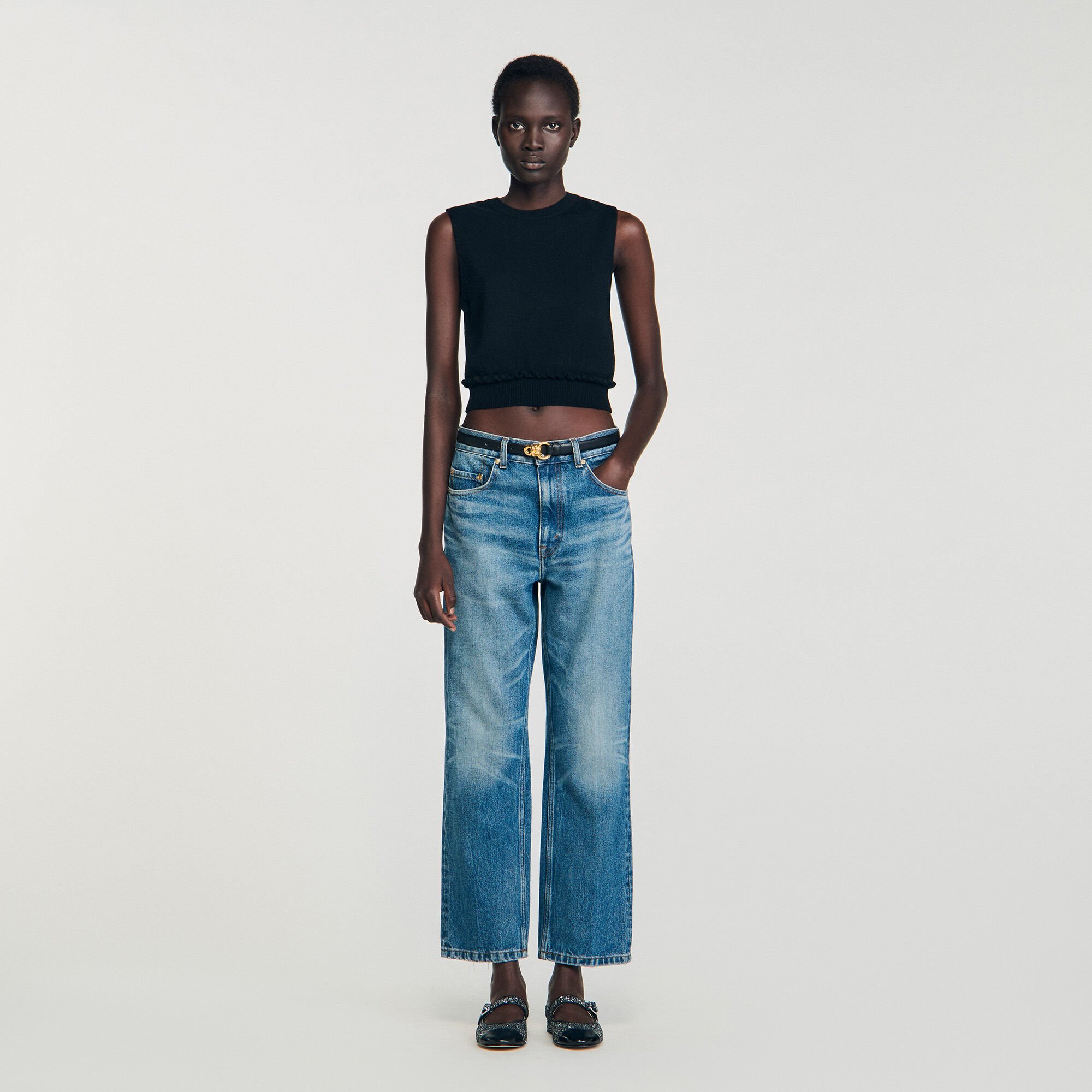 Ruffled cropped jumper