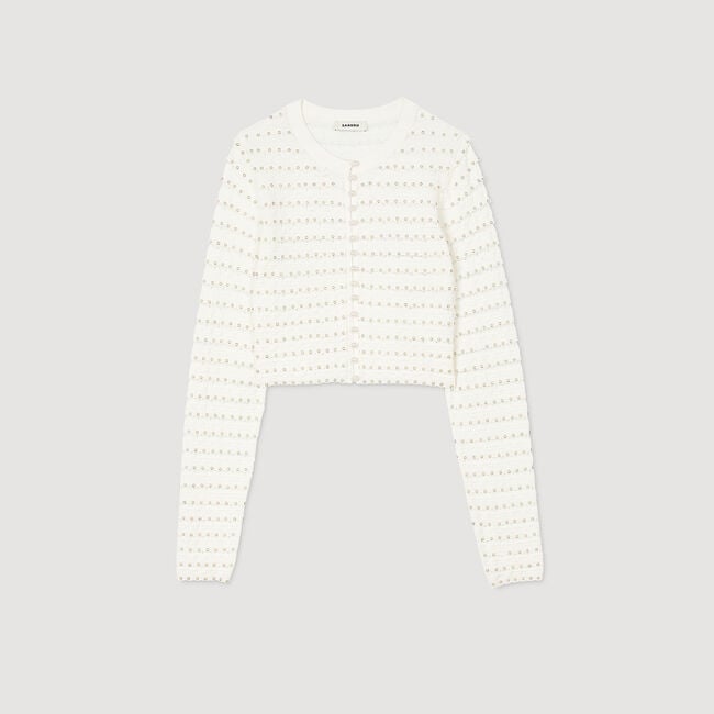 Kurzer Cardigan mit Perlen