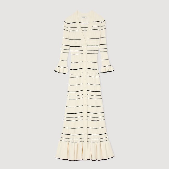 Robe longue en maille rayée 