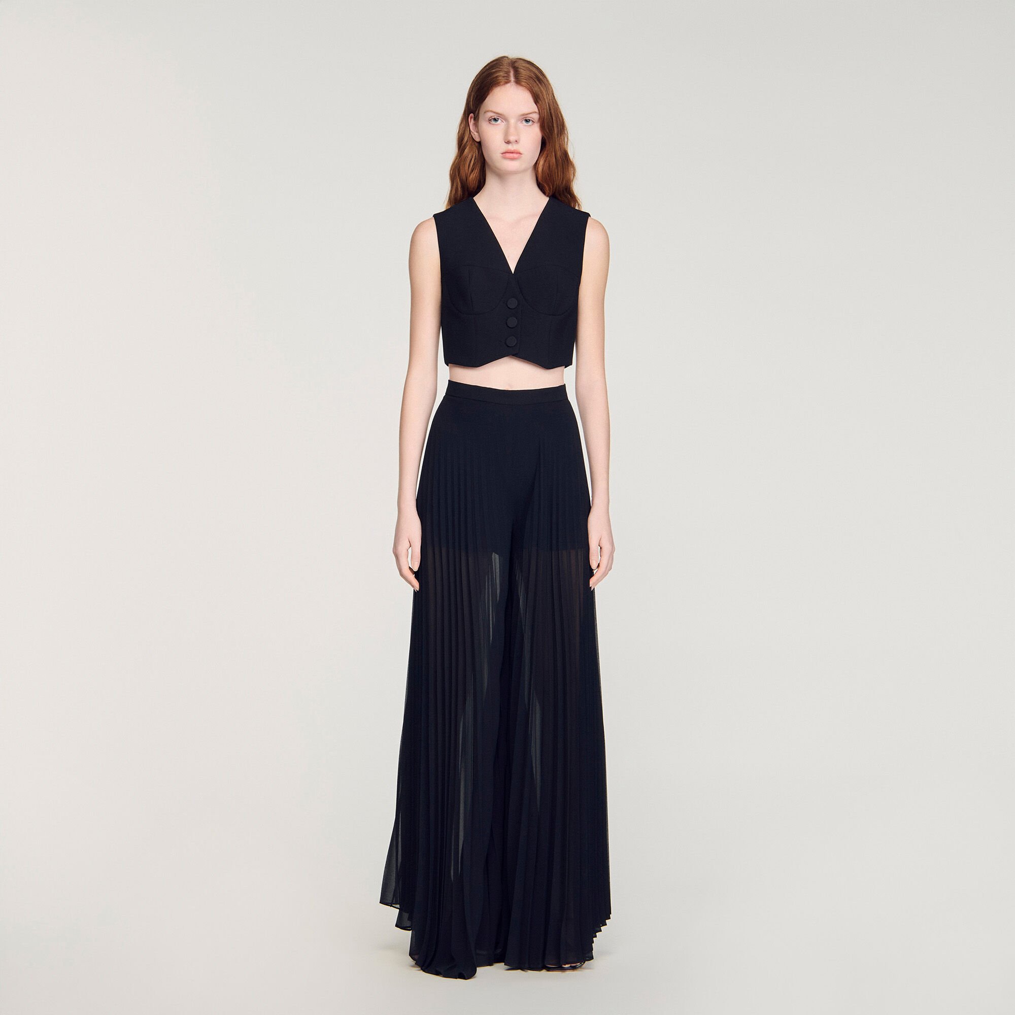 Pleated wide-leg trousers