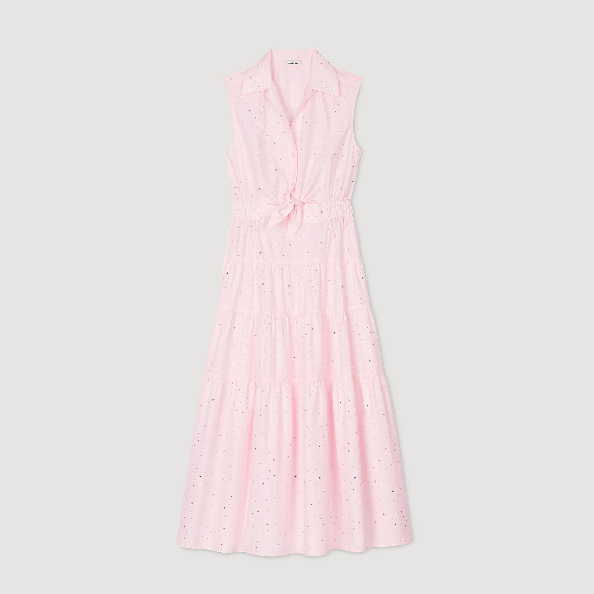 Langes Kleid mit Strass-Verzierung