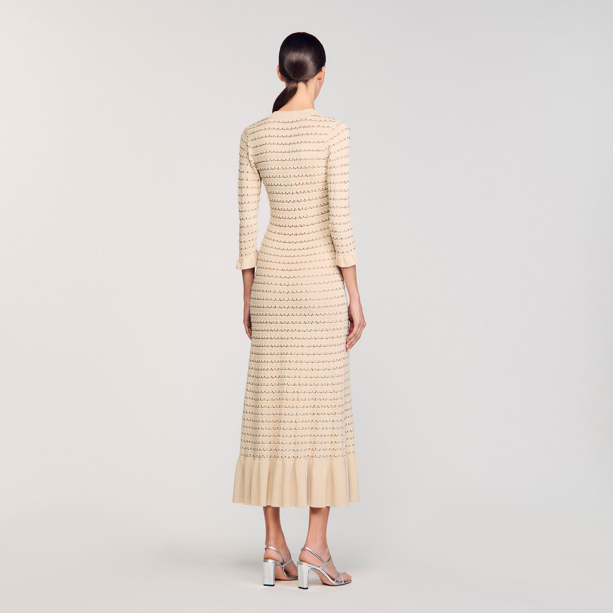 Robe longue en maille strassée