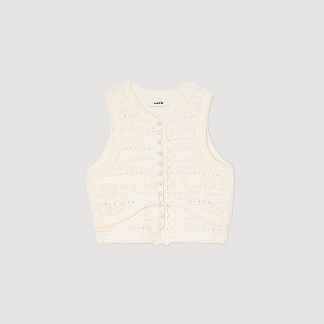 Kurzer Pullover mit Häkeldetails