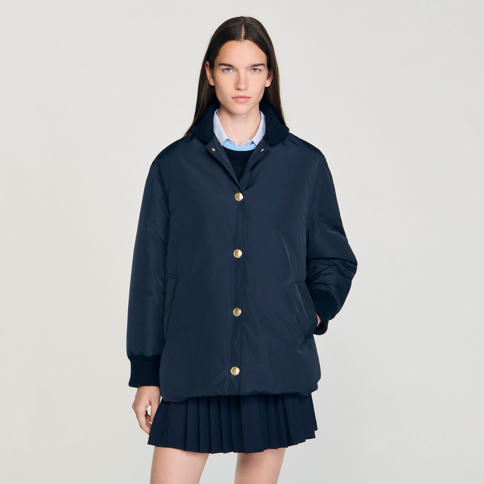 Daunenjacke mit Teddykragen
