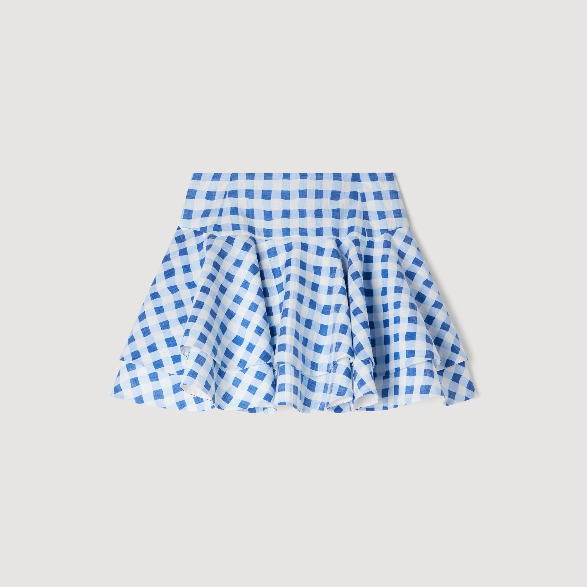 Short gingham linen skirt