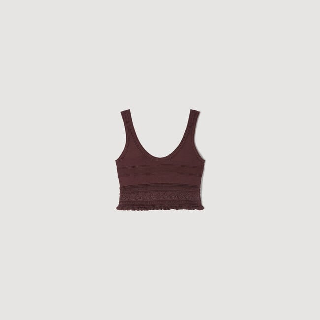 Pointelle knit crop top