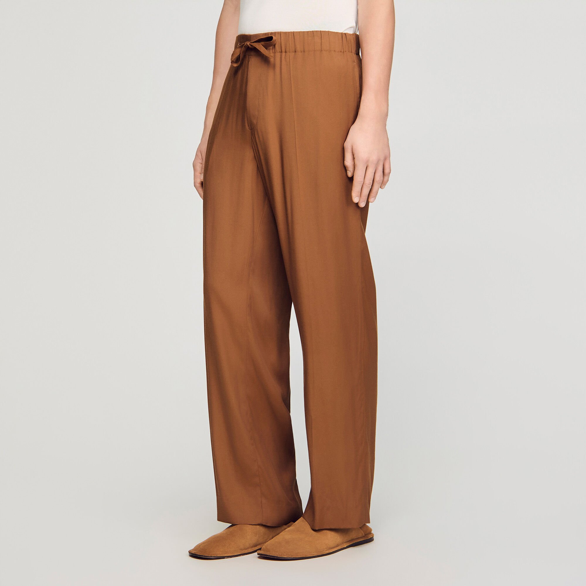 Pantalon fluide &eacute;lastiqu&eacute; &agrave; cordon