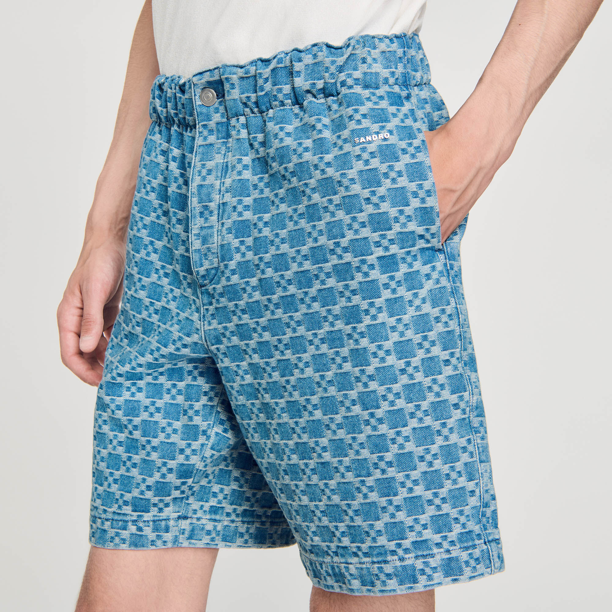 Bermuda en denim square cross