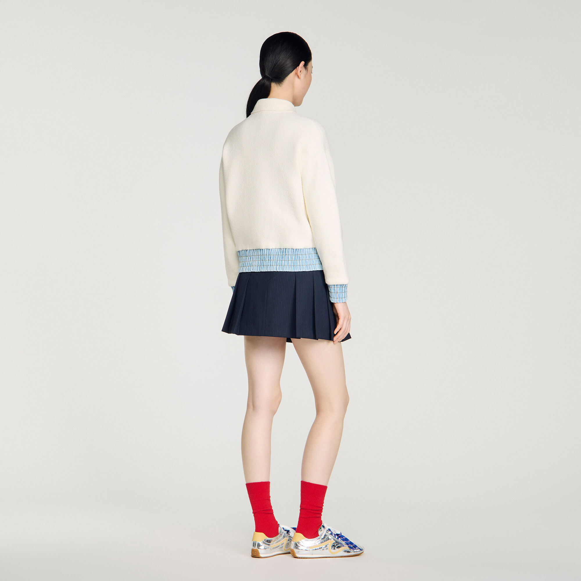 Cardigan &agrave; d&eacute;tails denim