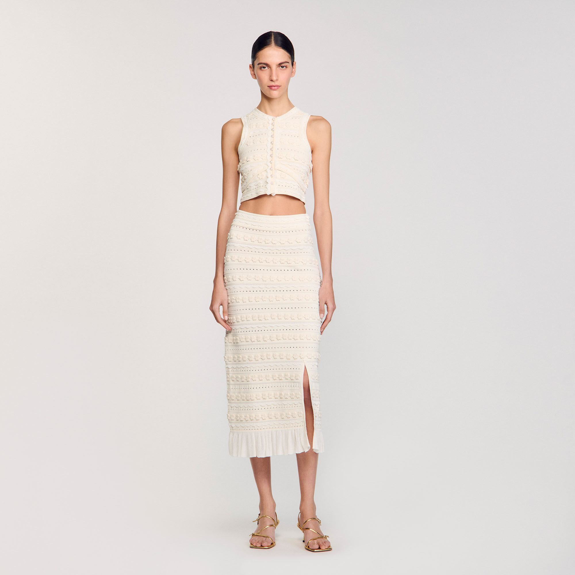 関税・送料込み!【国内発送】SANDRO Crochet クロップドトップ SANDRO Crochet Top | endource