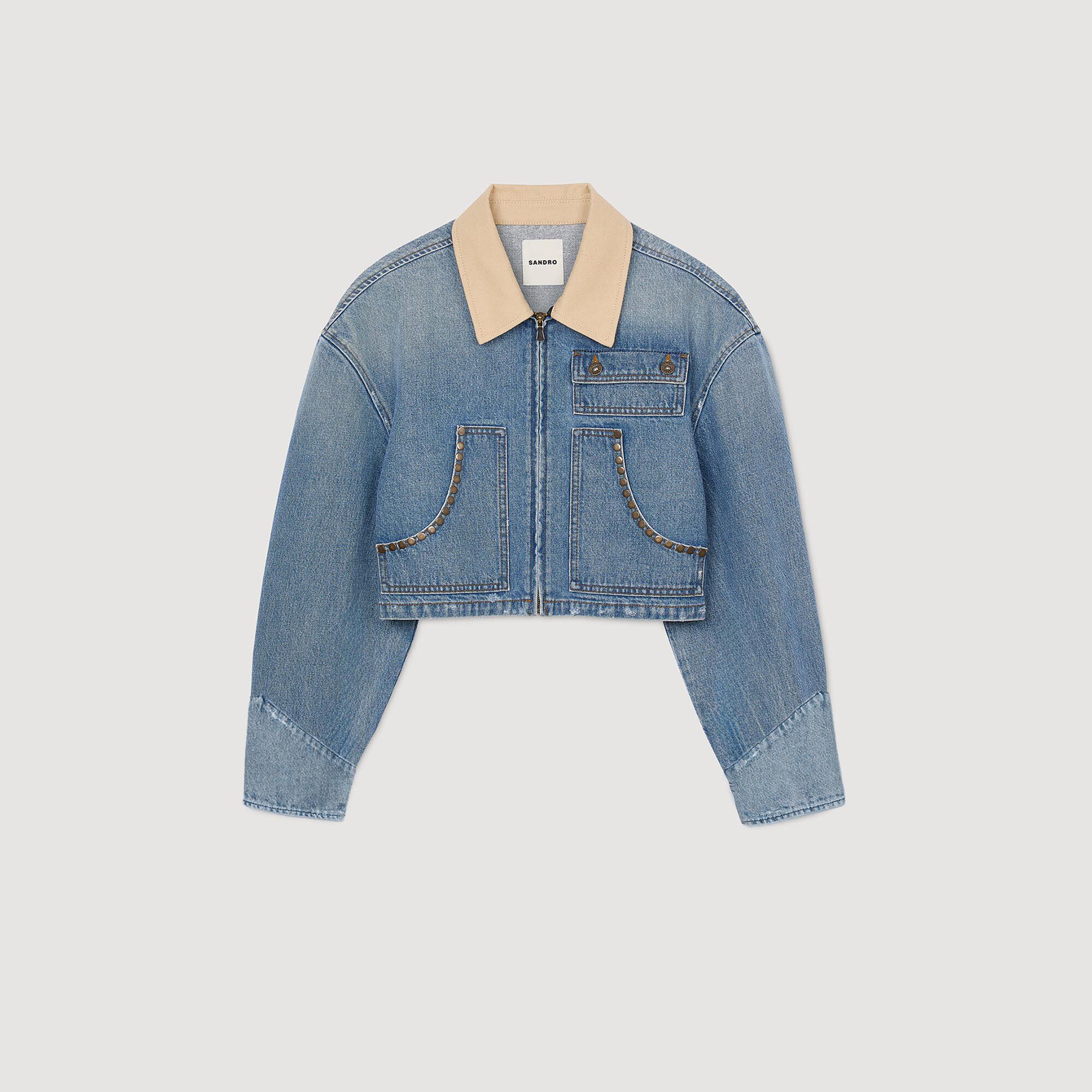 Denim jacket with studs