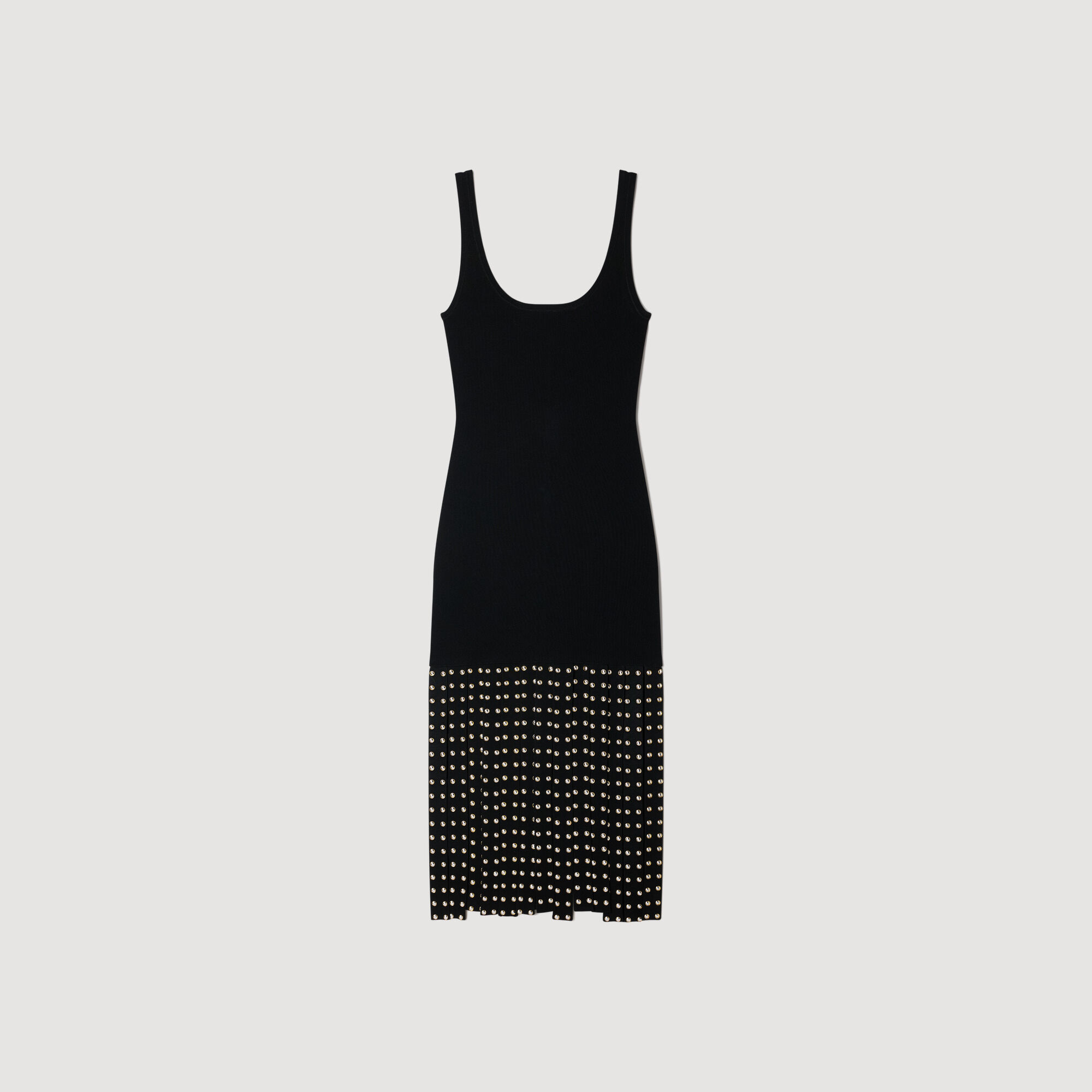 Langes Strickkleid mit Fransen