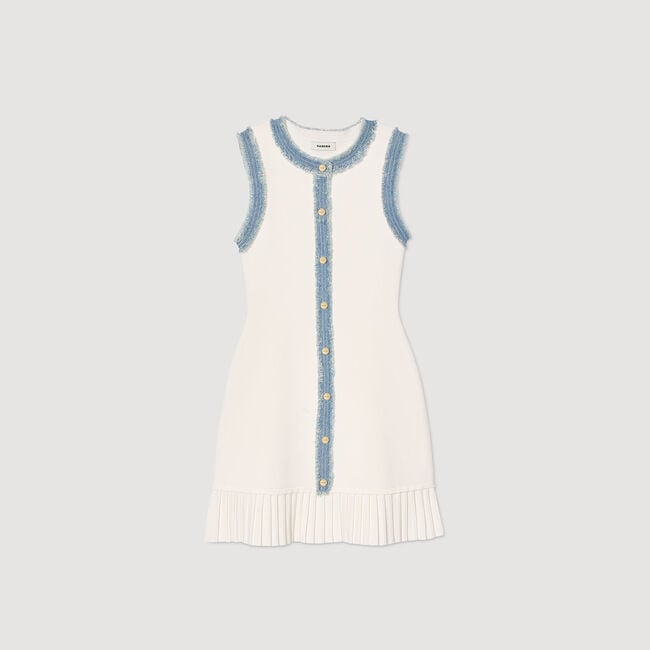 Robe courte en maille à volant
