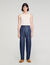 Pleated denim-effect trousers
