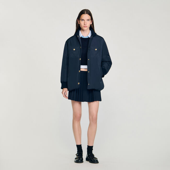 Puffer jacket with teddy collar