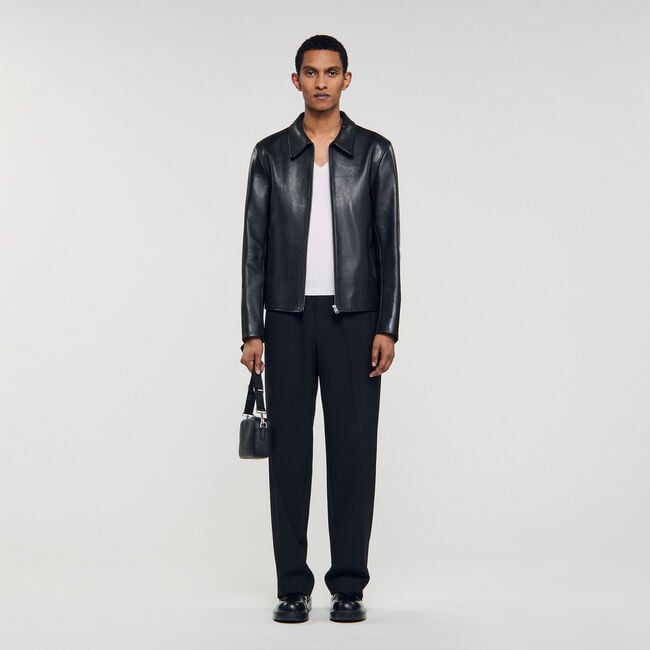 Blouson en cuir zippé