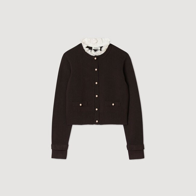 Cardigan with removable ruffle collar