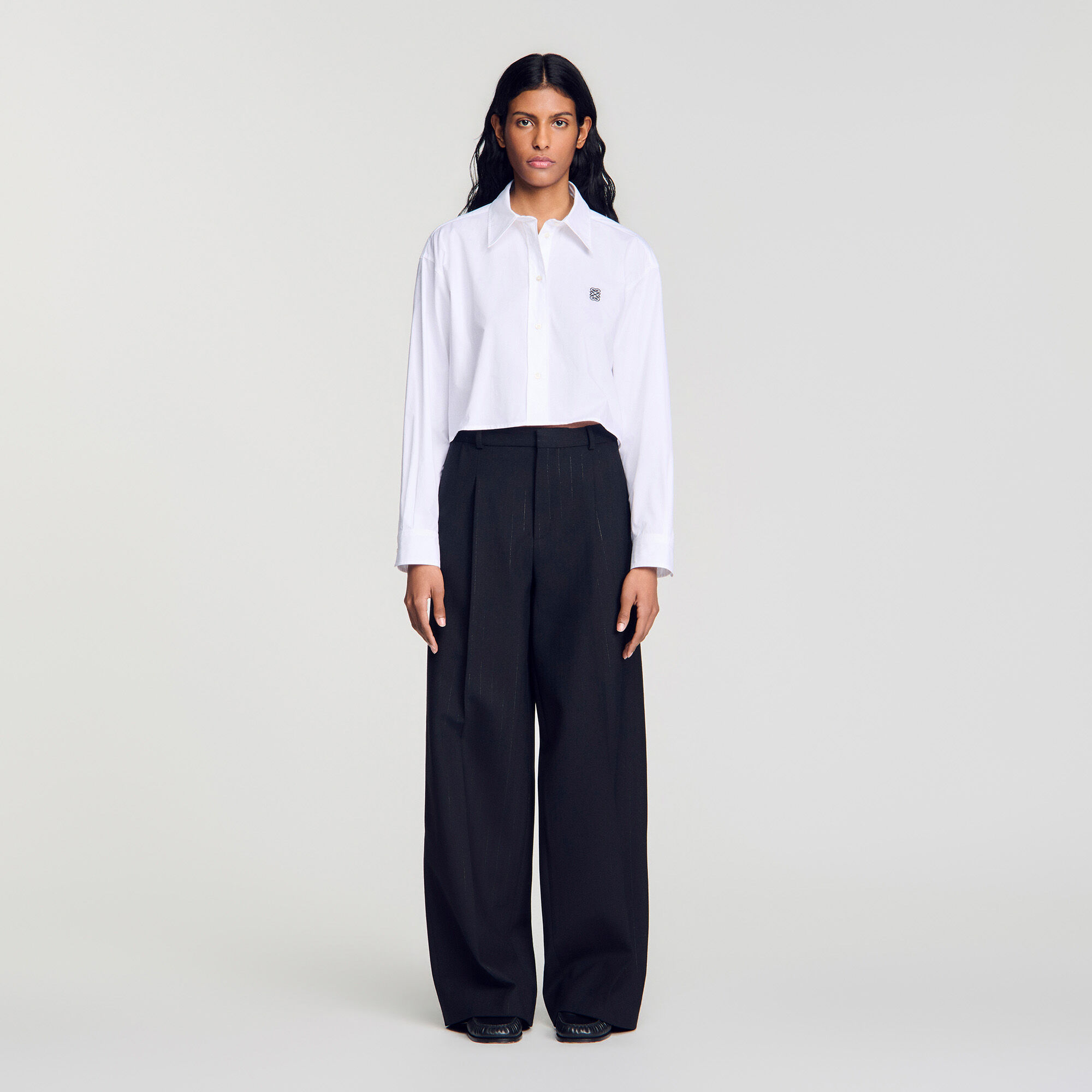 Striped wide-leg trousers