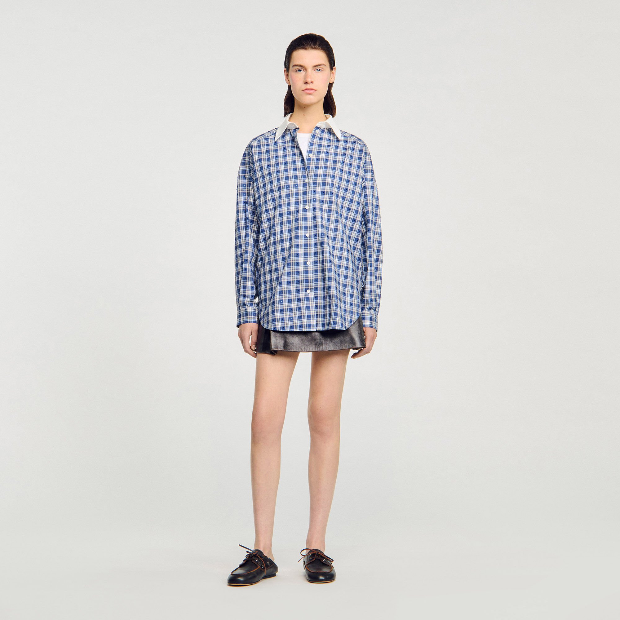 Chemise à carreaux strassée