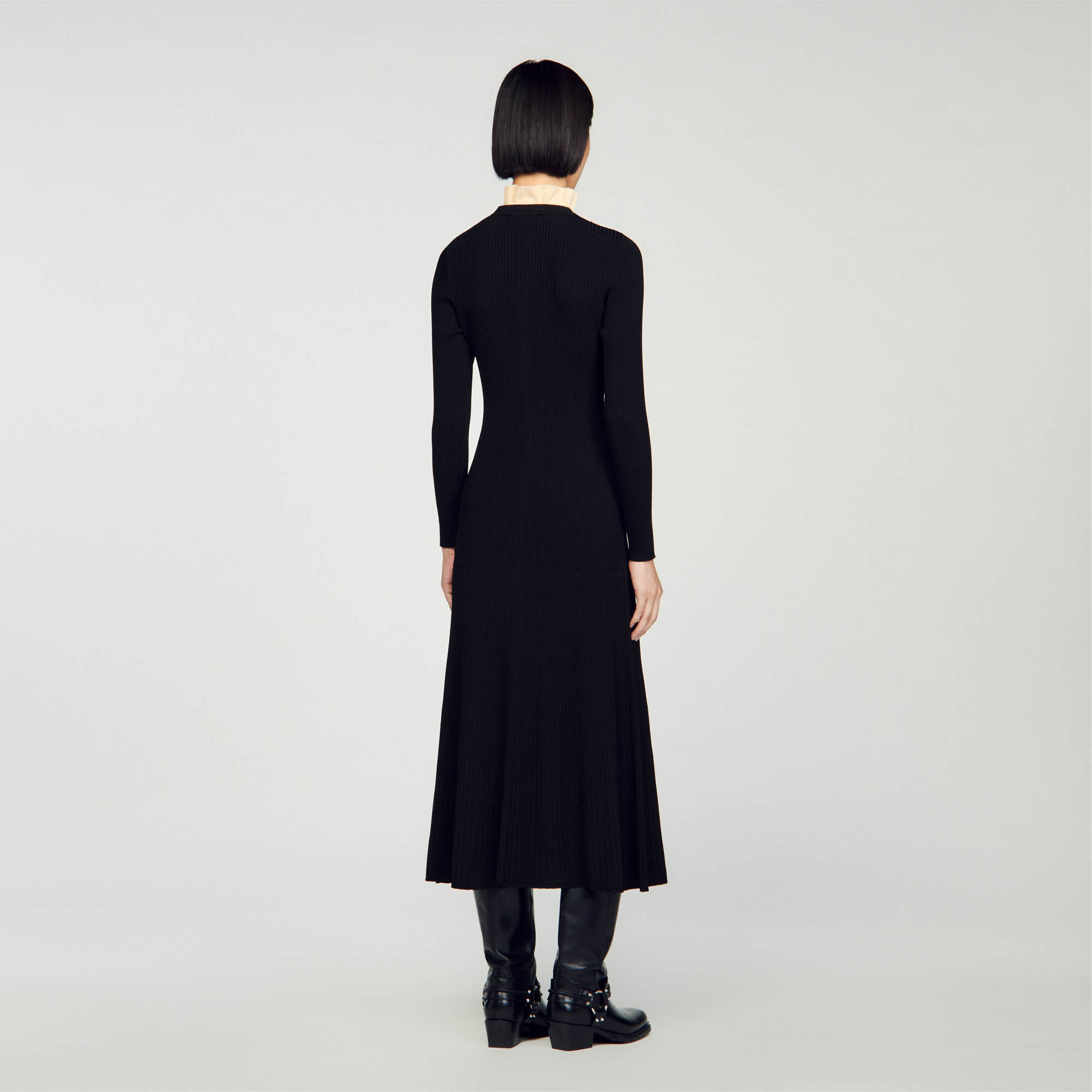 Robe longue en maille côtelée