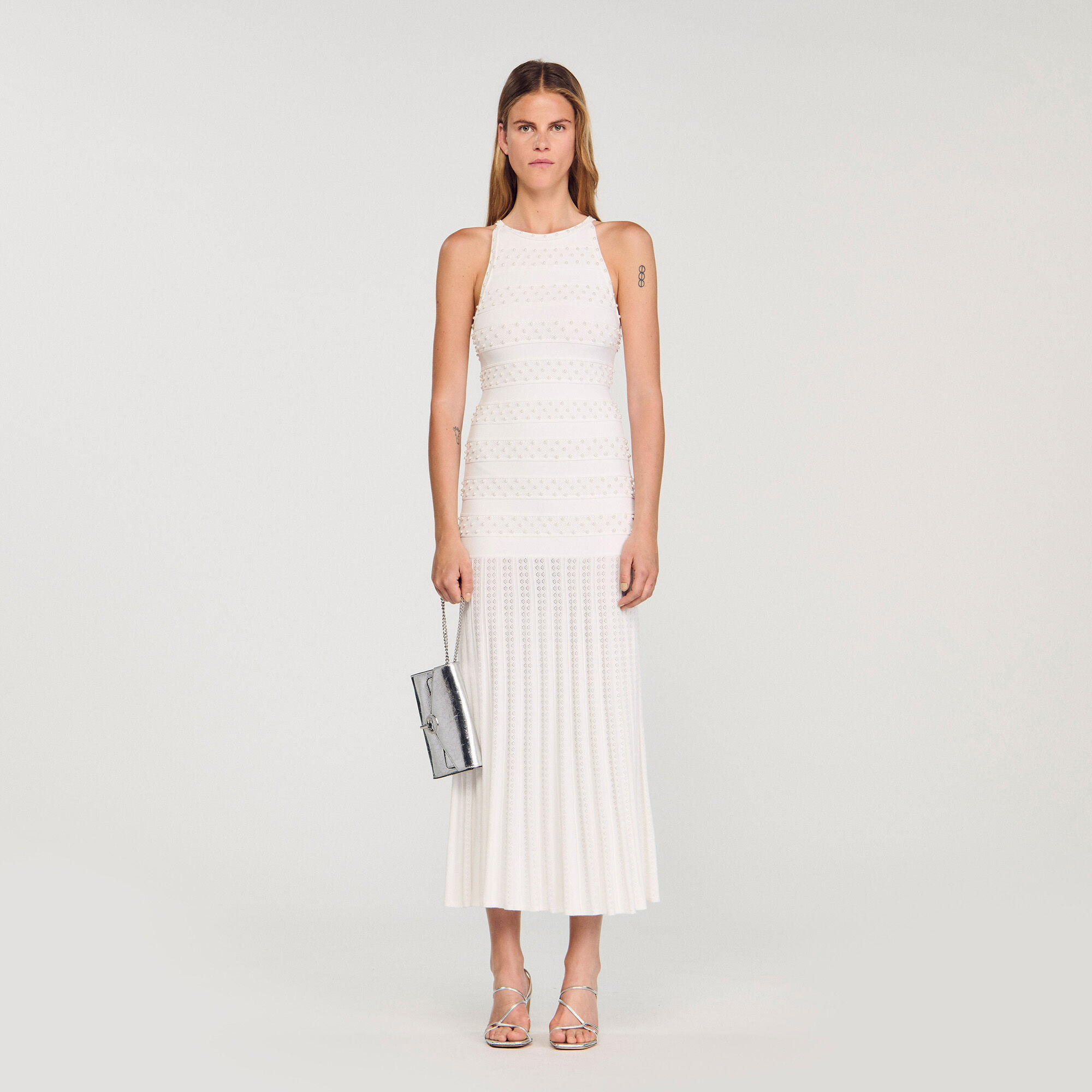 Robe longue perlée