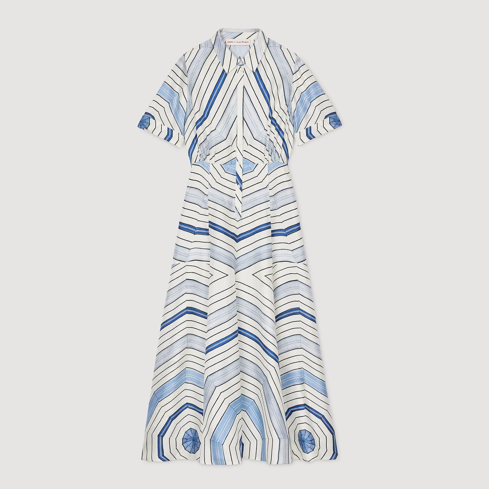 Robe midi en soie imprimé spirales