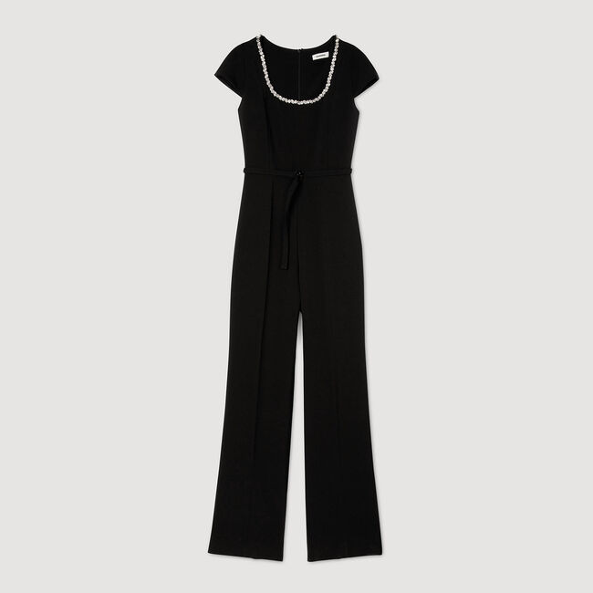 Jumpsuit with rhinestone collar