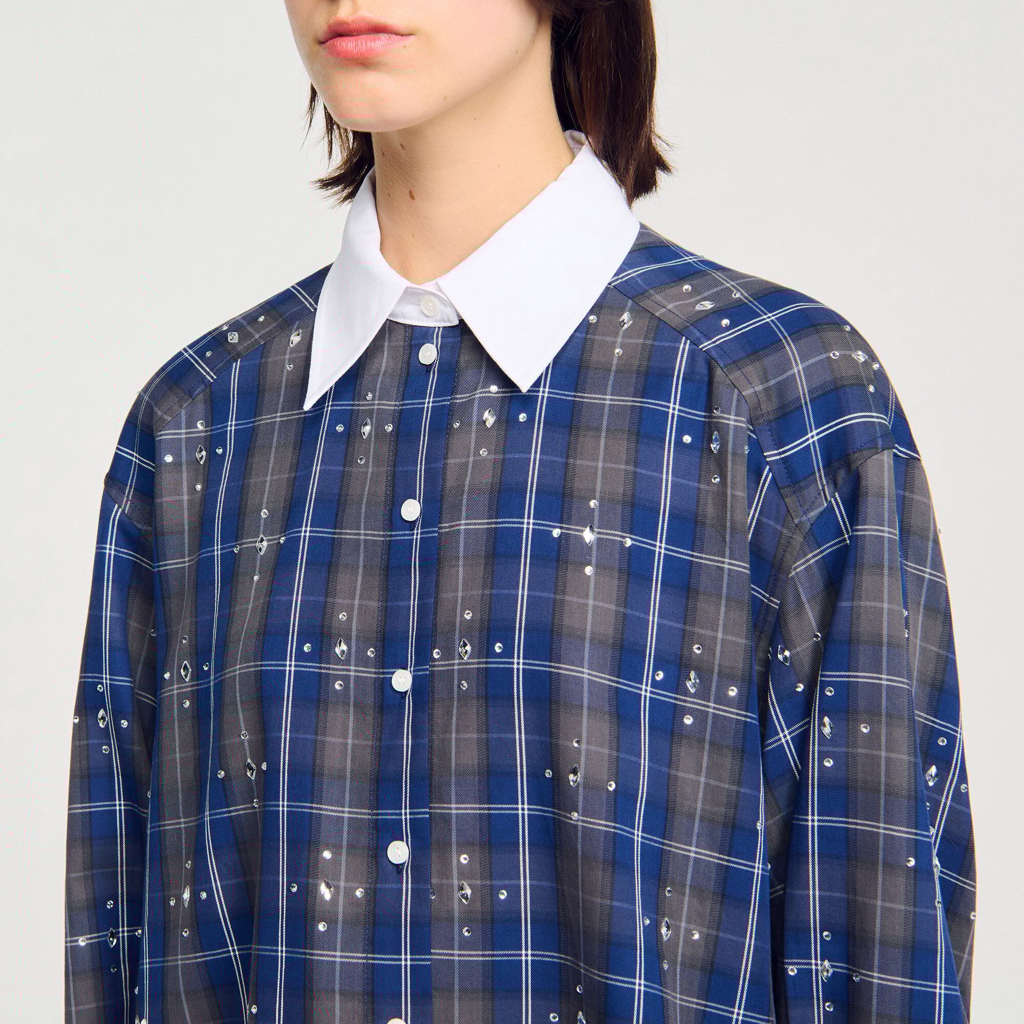 Rhinestone check shirt