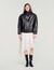 Oversize-Lederjacke mit Stehkragen