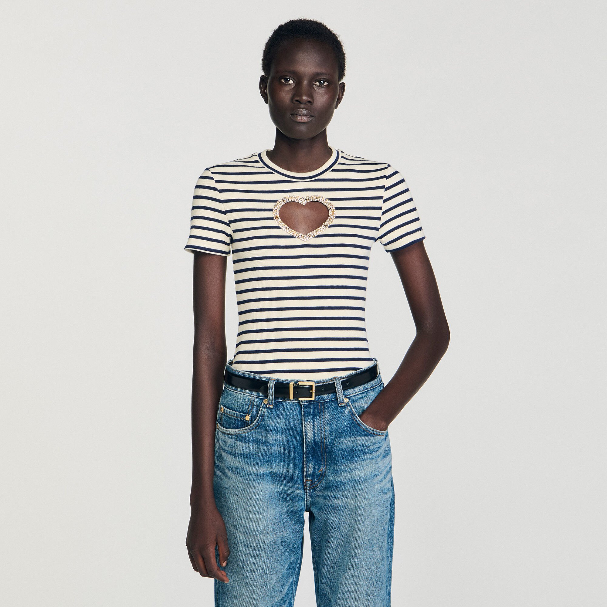 T-shirt cœur strassé