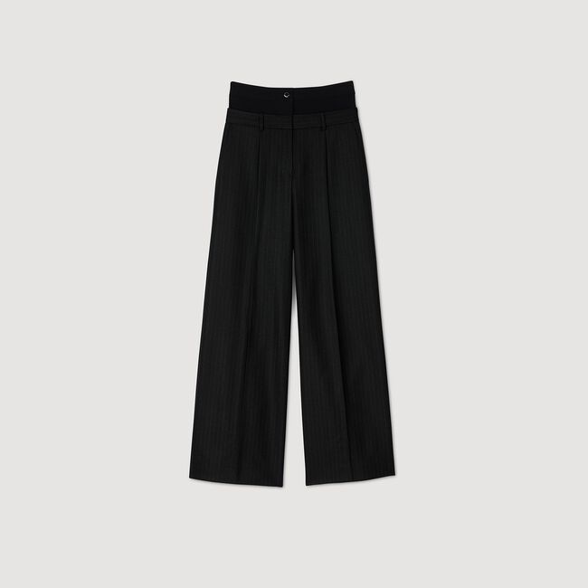 Striped double waistband trousers