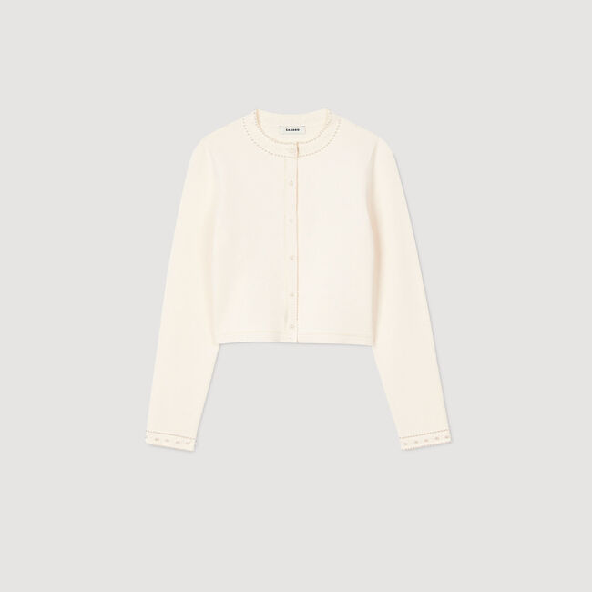 Kurzer Cardigan mit Perlen