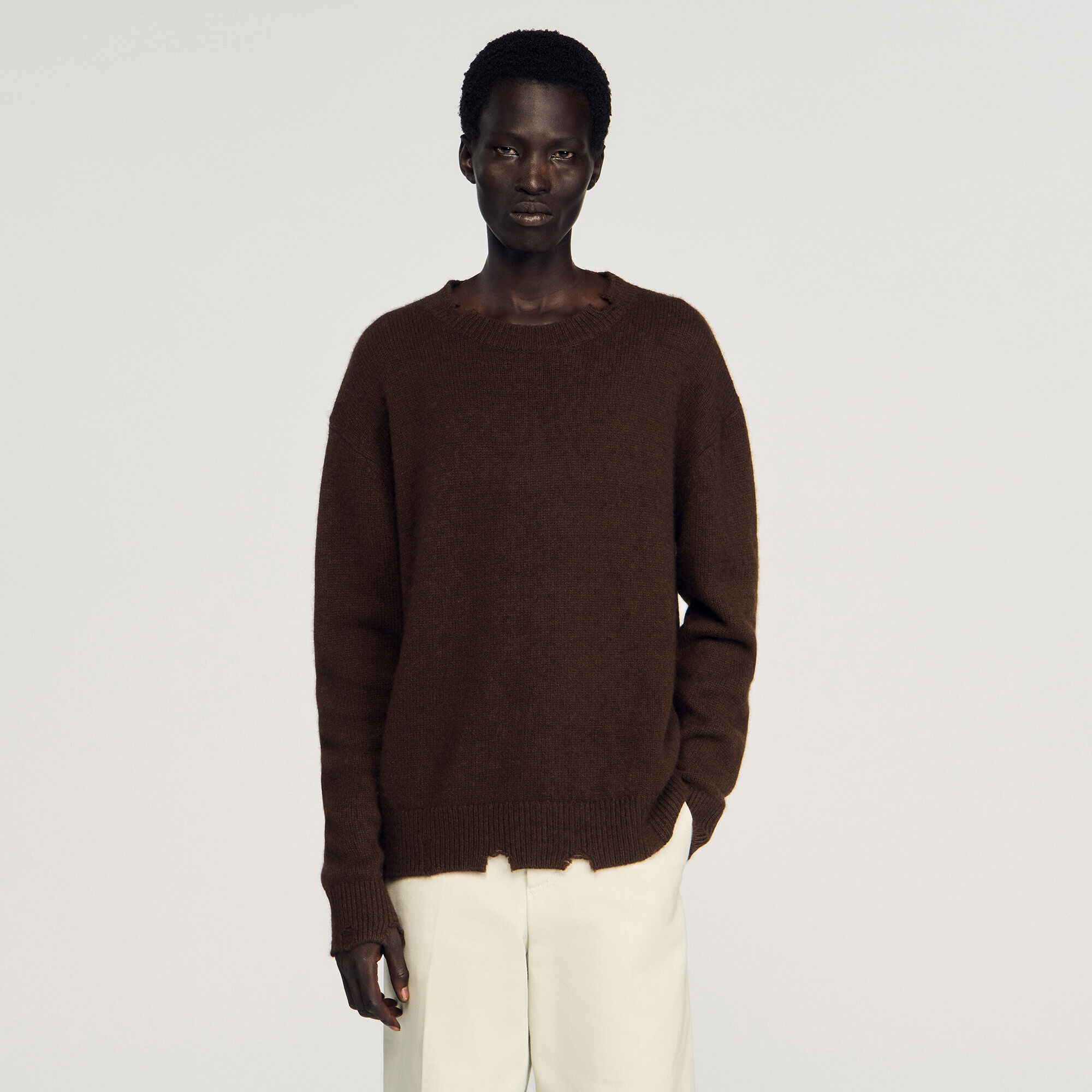Wollpullover im Destroyed-Look