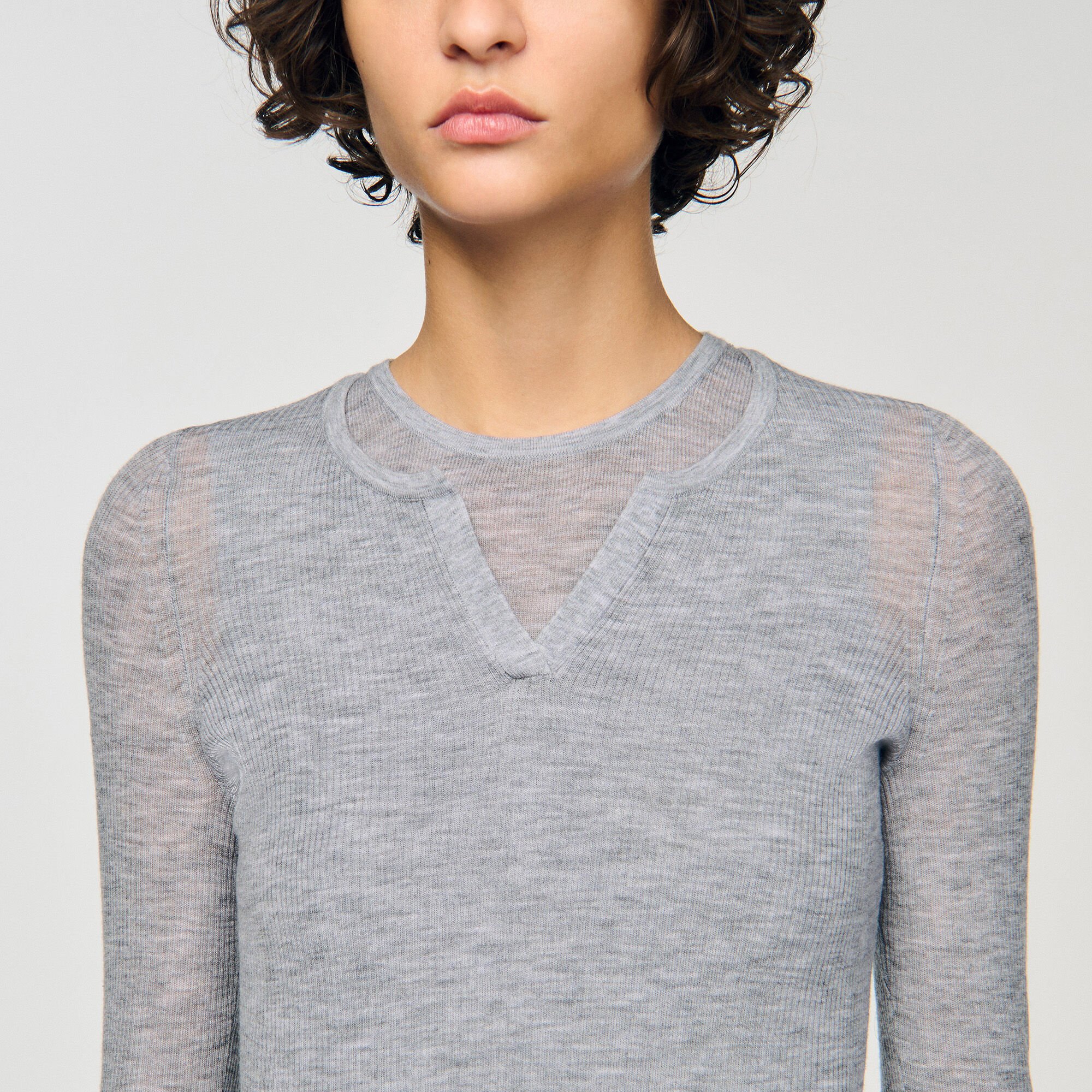 Wollpullover mit Trompe-l'œil-Effekt