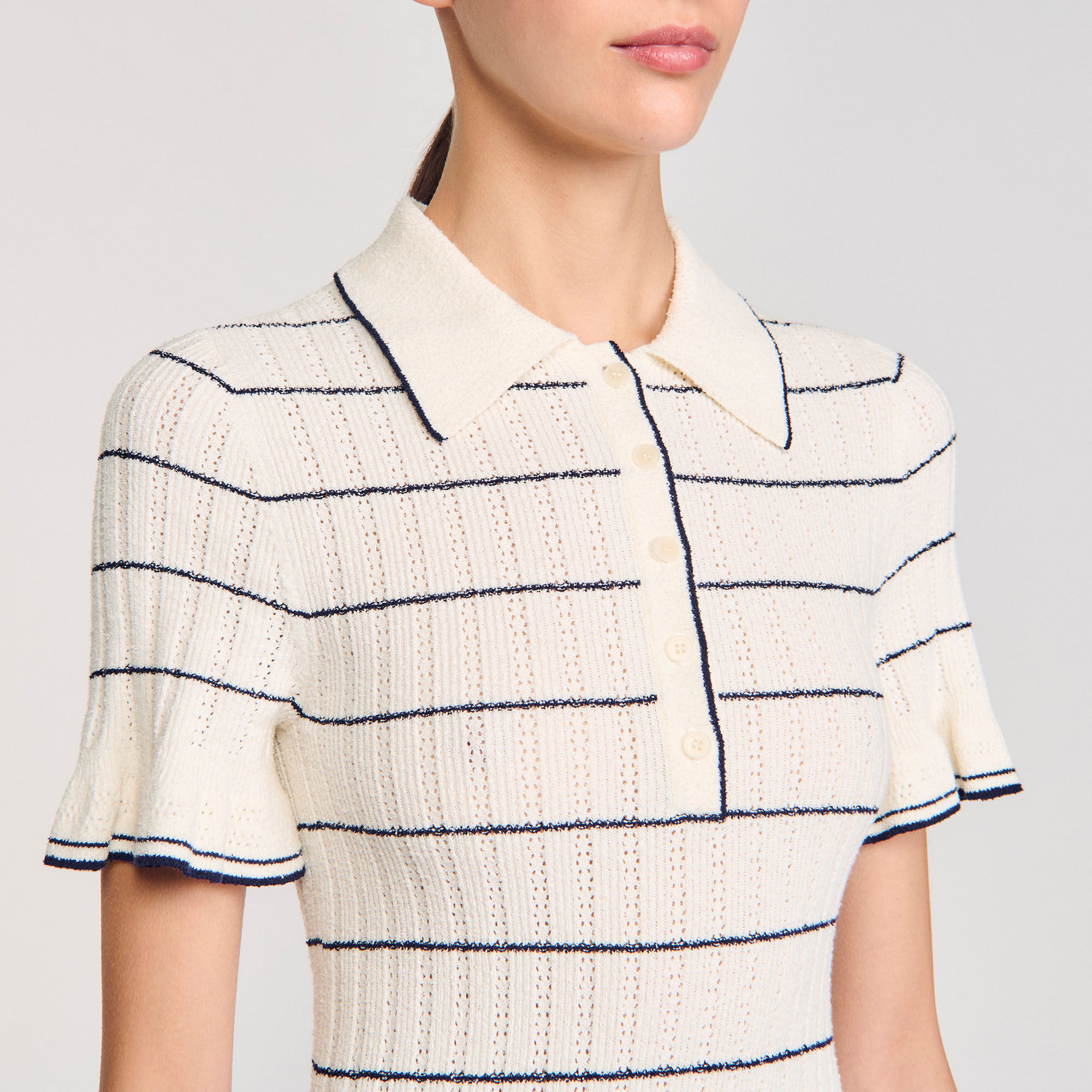 Robe longue en maille à col polo