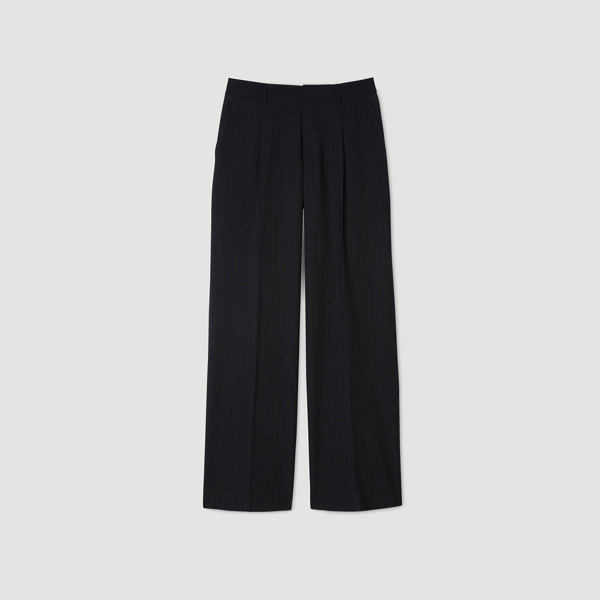Pantalon large de costume en laine